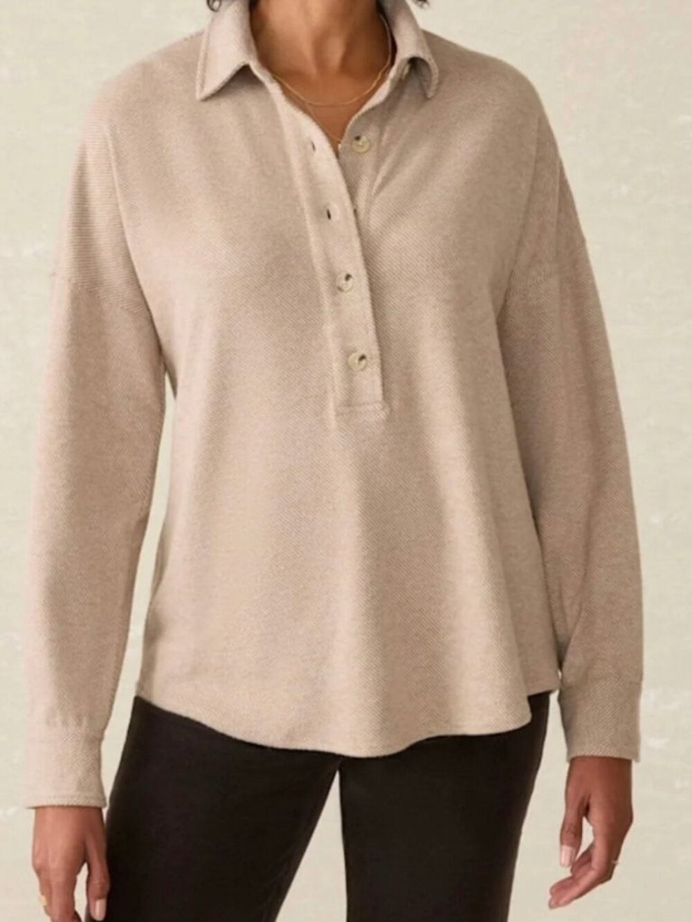 Faherty Legend Monta Sweater Henley Button Front Shirt in Timber Twill